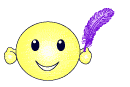 A smiley with a purple feather to tickle your fancy