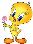 Tweety has a flower for you.