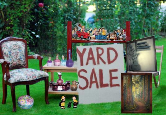 Yard Sale graphic displaying some of my personal "treasures"